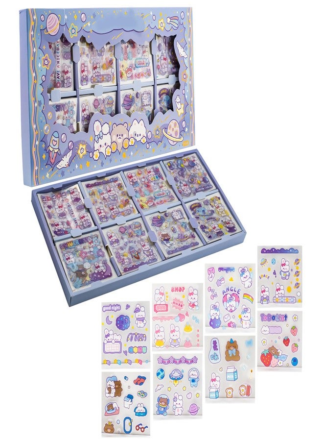 ويش كي مجموعة ملصقات WISHKEY بتصميم فتاة كرتونية رائعة، 200 ورقة، أدوات مكتبية للأطفال، ملصقات يمكنك صنعها بنفسك للدفتر، والمذكرات، وسجل القصاصات، متعددة الألوان، 3 سنوات فأكثر (عبوة واحدة) - Image 1